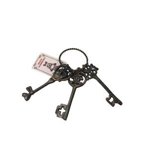 Crimson Gate Halloween Skeleton Keys Set of 3 Burnished Metal Braided Ring